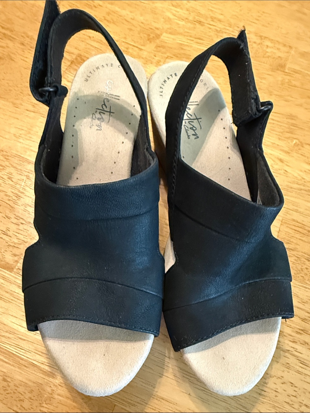 Clarks Black Open-Toe Slingback Sandals for Women